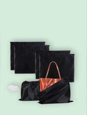Elegant (2 PCS) Black Satin Drawstring Dustbag-Large And Medium+2 Label
